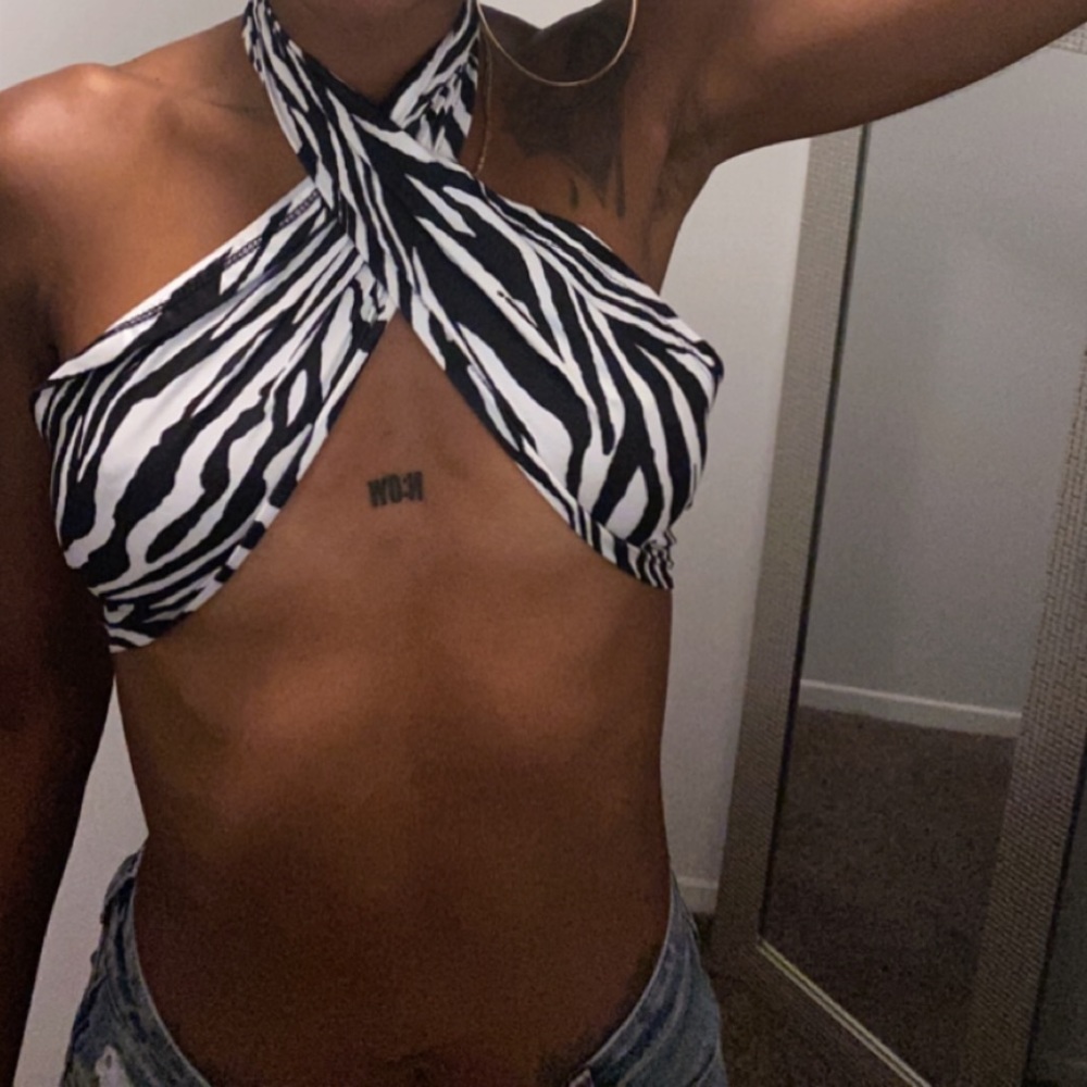 Zebra halter crop top